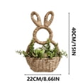 thumbnail image 3 of Kugisaki Wooden Easter Bunny Basket Flower Basket Decoration for Fireplace Mantel Table Burlap Easter Party Holiday Decor Ambient Layout, 3 of 7