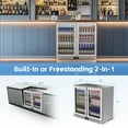 thumbnail image 3 of 36 inch 7.4 cu.ft Back Bar Cooler Commercial Under Counter Beverage Refrigerator with 2 Glass Doors & LED Lighting, Stainless Steel Bottle Cooler for Home Bar Restaurant, Sliver, 115V, ETL Approved, 3 of 8