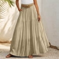 thumbnail image 2 of XINPING Midi Skirts for Women Plus Size Relaxed Fit Solid Color Lightweight Vacation Outfits Long Skirts for Women Boho Maxi Skirt with Pockets, 2 of 6