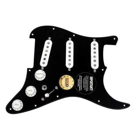 Fat Strat Pickguard - 920D Custom Loaded Strat Pickguard Duncan Fender BK/WH SSL-5, '69, Fat 50's