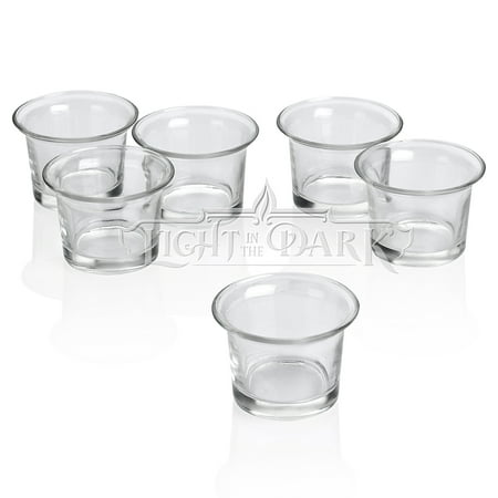 Cross Votive Holder - Clear Glass Lip Votive Candle Holders With Set of 12