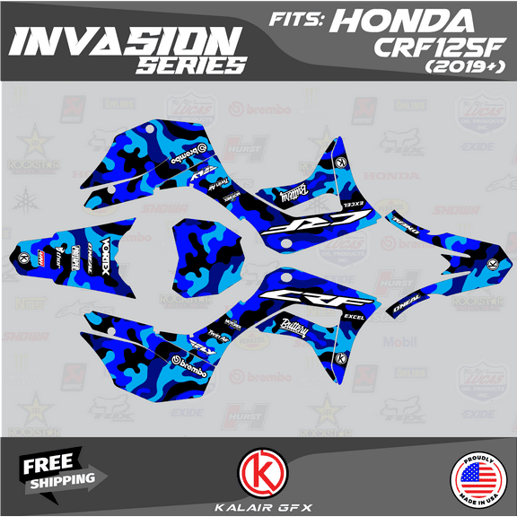 Kalair GFX Graphics Kit for Honda CRF125F (2019-2024) Invasion Series