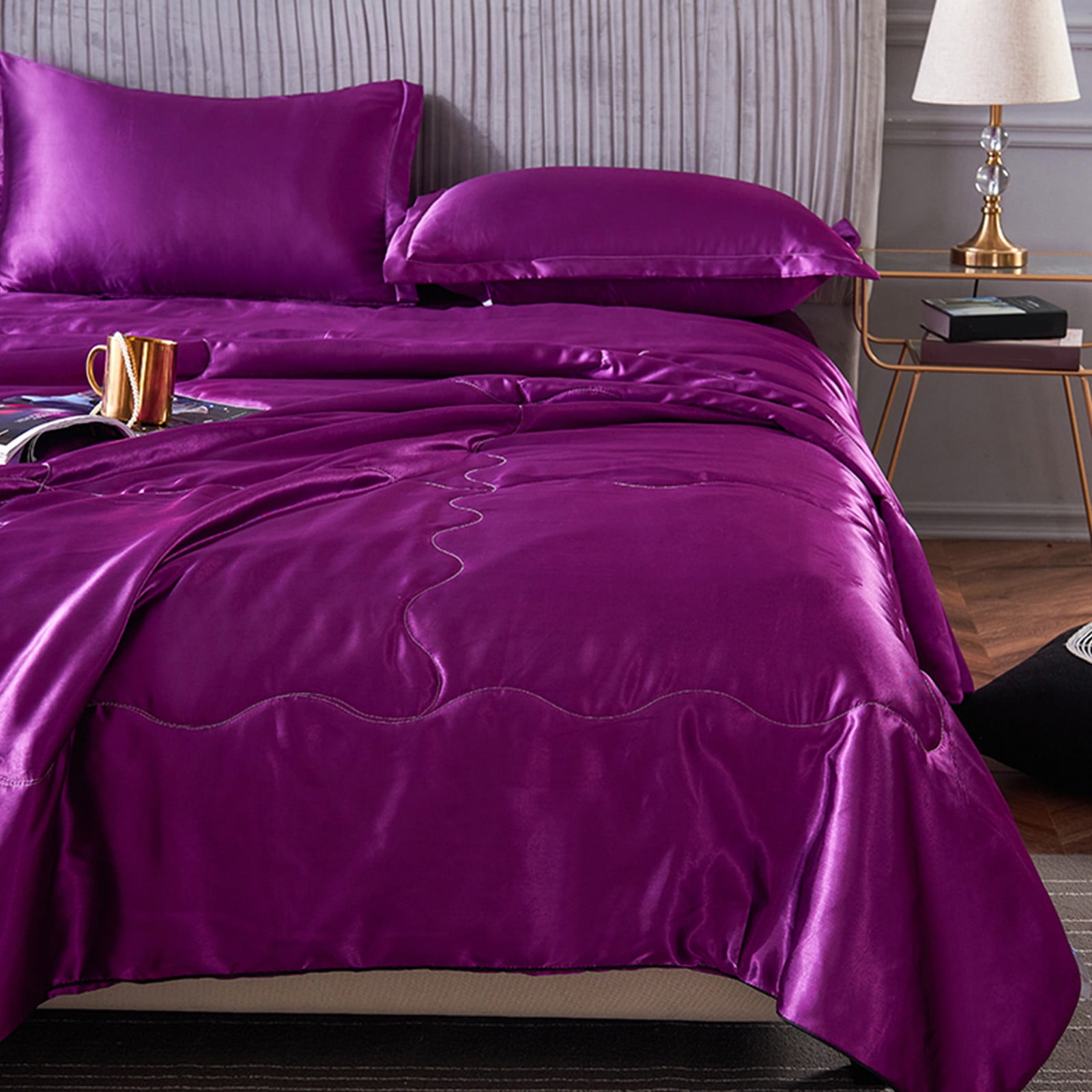 Lightweight Silk Cooling Blanket, Silk Cooling Sheets Queen, Washed Silk Ice Silk Conditioning Quilt Summer Cool Quilt, Core Solid Color Summer Thin Quilt, Cooling Blanket For Hot Sleepers