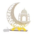 thumbnail image 1 of Lámpara de mesa de madera con forma de luna para decoración de Eid Mubarak, centro de mesa multifuncional para bodas y fiestas Estilo D, 1 of 9