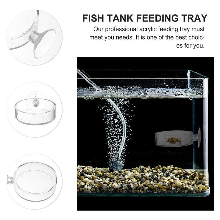 4pcs Fish Tank Shrimp Tank Acrylic Feeding Tray with Suction Cup for Home 