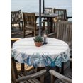 thumbnail image 2 of Outdoor Tablecloth with Umbrella Hole for Patio/Picnic/Party/Camping, Blue Coastal Starfish Waterproof Table Cloth Round Cover Washable, Summer Ocean Sea Corals Wooden Grain (Dia 54"), 2 of 9