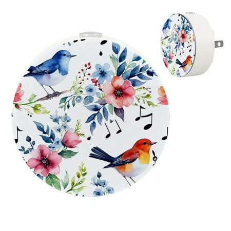 

YZUOUZY Night Light Nightlight Bedside Lamps Set of 2 Watercolor Flowers Music Birds