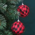 thumbnail image 3 of 6Pcs 7cm Christmas Tree Ball Plaid Fabric Wrapped Layout Xmas Party Decoration Ball Pendant, 3 of 7