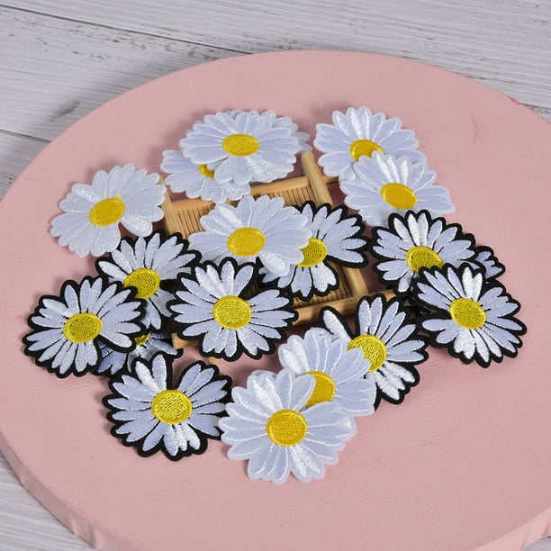 Apliques bordados, parches para ropa con flores de margaritas, parches para ropa, calcomanías para ropa, máxima comodidad