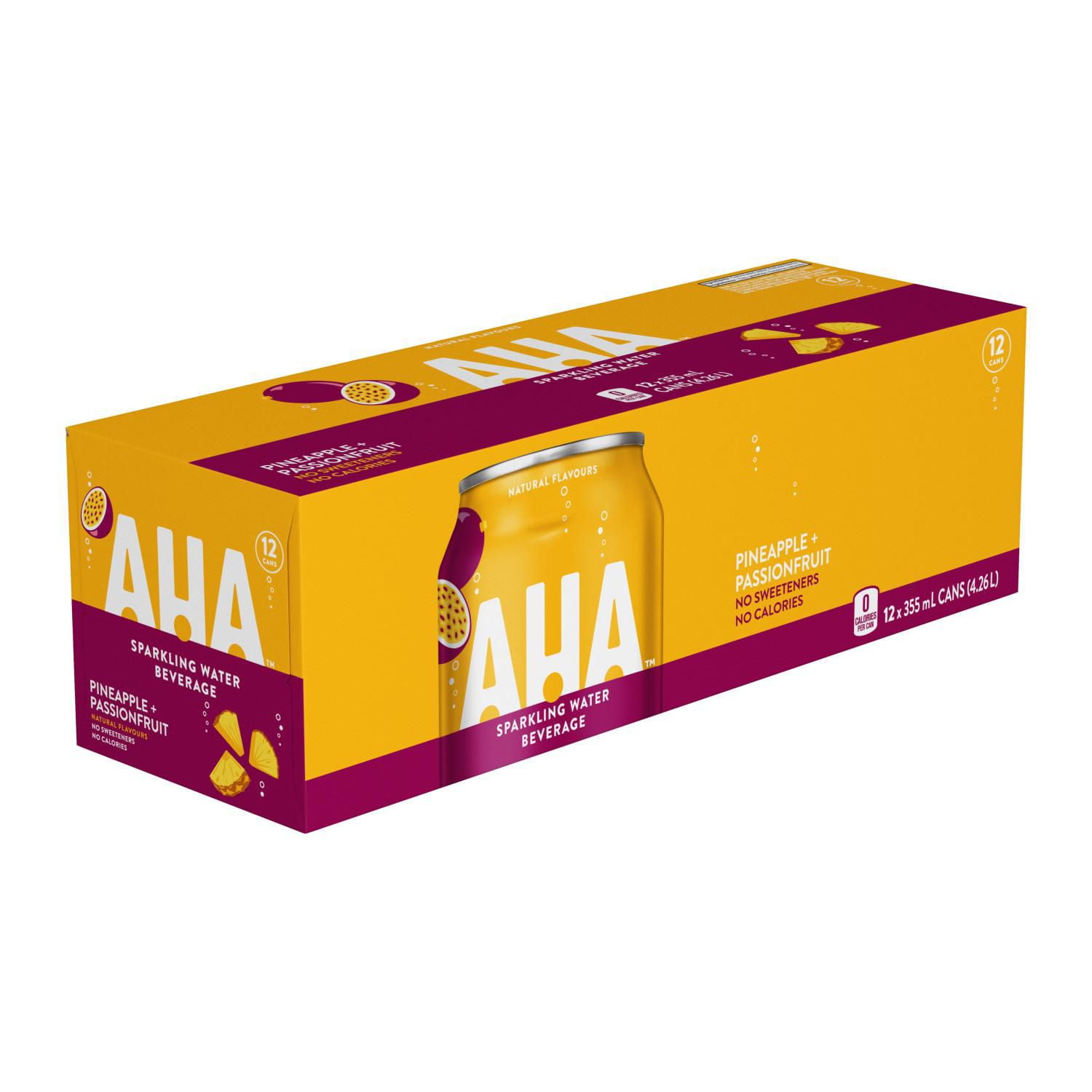 AHA Ananas + Fruit de la Passion Fridge Pack Cannettes, 355 mL, 12 Pack 355 mL