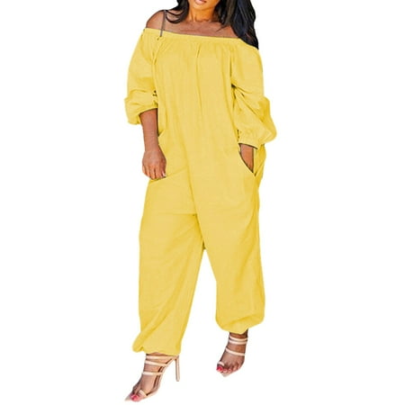 

ZHAGHMIN Womens Black Romper Women Casual Solid Cold Shoulder Long Sleeve Jumpsuit Loong Siamese Plus Size Pocket Rompers Jumpsuit Dress Jumpsuit Romper Women In The Ring Jumpsuit Dressy Romp