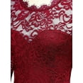 thumbnail image 7 of Glonme Women Bridesmaid Dresses Floral Print Prom Gown Lace Maxi Dress Wedding Formal Sundress 3/4 Sleeve Long Wine Red XXL, 7 of 7