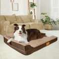 thumbnail image 4 of Exclusivo Mezcla Jacquard Orthopedic Pet Bed for Median Dogs, 30"X20" Waterproof L Shaped Dog Bed with Washable Cover, Brown, 4 of 8