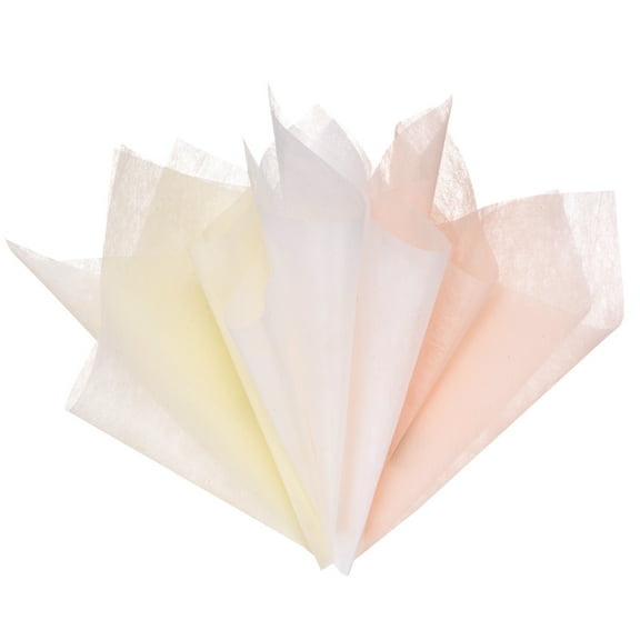 144 Pack Korean Cotton Wrapping Flower Paper - Floral Wrapping Paper (11.8x11.8inches, Pink Beige White)