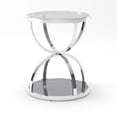 thumbnail image 5 of 19.69'' Modern Glass Side Table with 2 Tiers, Ring-Shaped Frames, Chrome Finish and Gray Tempered Glass, Round Coffee Table,Bedside table for Living Room, Bedroom and Office, Silver, 5 of 9