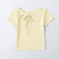 thumbnail image 2 of Summer T Shirts For Women Fashion Casual Round Neck Solid Color Short Sleeve Comfort Colors T Shirt Tee Blouse - Yellow∣L, 2 of 6
