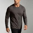 thumbnail image 3 of Daiosportswear Men's Cotton Crewneck T-Shirts Long Sleeve Plain Tee Moisture Wicking Casual Solid Color Tshirts Dark Gray XXXXL, 3 of 8