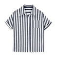 thumbnail image 4 of FRSASU Button Down Shirt Girls Cotton Short Sleeve Blouses Collared Casual Summer Beach Striped Short Sleeve Tops Black-A, 4 of 7