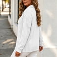 thumbnail image 5 of Fall Tops for Women Nelozsy Women V Neck Plus Size Ribbed Long Sleeve Top Pullover White L, 5 of 6