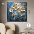 thumbnail image 5 of Golden Flora on Azure Canvas Elegant Floral Art by Art Remedy, Black Frame, 40" x 40", 5 of 7