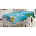 thumbnail image 1 of Ambesonne Flowers Tablecloth Rectangular Table Cover, Palm Leaves Plumeria, 60"x90", Blue, 1 of 3