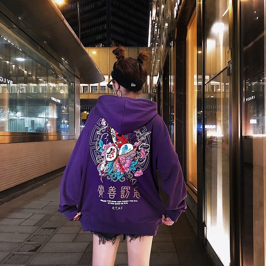 Anime Hoodies Women Japanese Casual Cartoon Long Sleeve Tops Hip Hop  Harajuku Kawaii Vintage Hooded Sweatshirt (Color : Purple, Size : S) price  in Saudi Arabia | Amazon Saudi Arabia | kanbkam