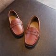 thumbnail image 4 of Kids Shoes Children Spring Summer Solid Casual Shoes for Boys and Girls Flat Bottom Lightweight Soft Penny Loafers Girl Shoes Brown 3 Years-3.5 Years, 4 of 5