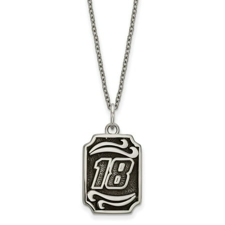 - Roy Rose Jewelry NASCAR Stainless Steel LogoArt Bali-style # 18 Pendant on 18'' Chain Necklace