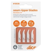 Slice 10536 Replacement Seam Ripper Blades - Rounded Tip | Stitch Unpicker and Thread Cutter | Finger-Friendly, Micro Ceramic Safety Blade - Pack of 4