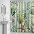 thumbnail image 6 of Ocean Seashell Bathroom Shower Curtain, Nautical Watercolor Sea Shell Starfish Seaweed Coral Waterproof Washable Soft Bath Curtain for Bathtub Decor with 12 Hooks&Grommet, 48x72 Inch, 6 of 9