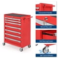 thumbnail image 4 of Coffre à Outils à 7 Tiroirs, Chariot à Outils Roulant avec Roues, Armoire de Rangement pour Outils Grande Capacité avec Verrouillage à Clé, Boîte Organisatrice d'Outils pour Garage, Atelier, Entrepôt - Noir / Rouge / Bleu, 4 of 7