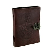 Angle View: Pentagram Embossed Brown Leather Bound Journal 5x7 in.