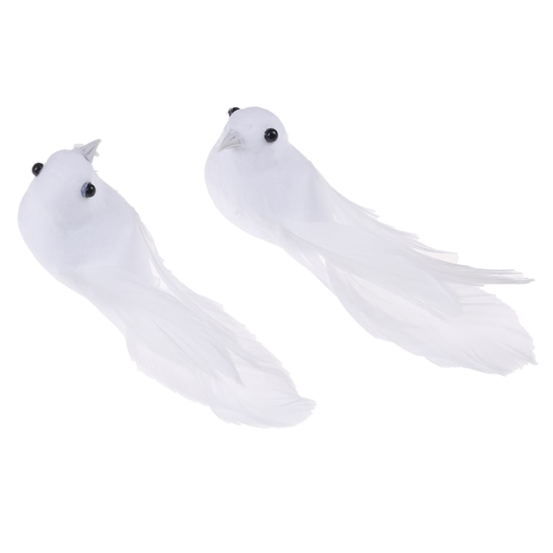 2Pcs Birds Simulation Artificial Feather Doves Feather Park Mall Ornament_dr 