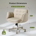 thumbnail image 3 of Silla cruzada con reposabrazos y ruedas, silla de cambiador de piel sintética, cómoda silla giratoria ajustable para computadora y oficina, para el hogar, maquillaje, 69 x 83 x 92 centimeters, 3 of 5