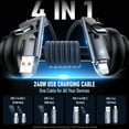 thumbnail image 5 of 4 in 1 USB C Cable with Wattage Display, 240W Flat Nylon Braided Multi Charge Cable with Data Sync, USB C Charging Cord Combo Type C/USB A/L Port for iPhone/iPad/Samsung/Laptop, 5FT,Black-48 woven, 5 of 11