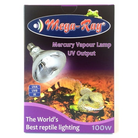 Watt Mercury Vapor Security Light - Mega Ray Mercury Vapor Bulb - MegaRay 100 Watts Reptile UVB UVA Bulb