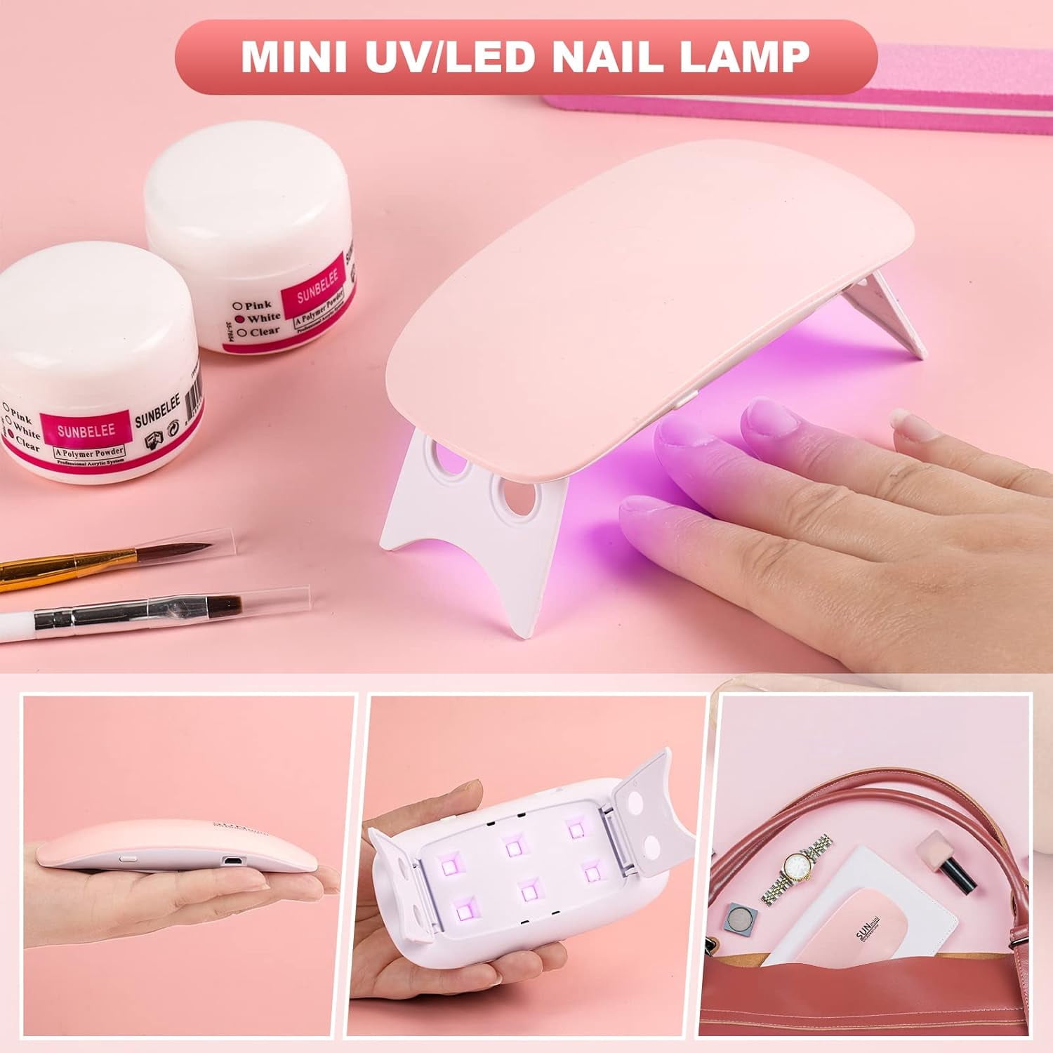 E Acrylic Nail Kit for Beginners with Everything, with Professional Gel Nail Polish Kit with UV Light Nail Kit Set Acrylic Powder Kit Nail Art Tips Nail Art Decoration,DIY Nail Art Tool Nail Supplies