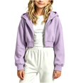 thumbnail image 4 of ShomPort Zip Up Hoodies for Girl Cropped Sweatshirts Fall Trendy Outfits Fleece Kids Little Girls Clothes 5-15 Years, 4 of 5