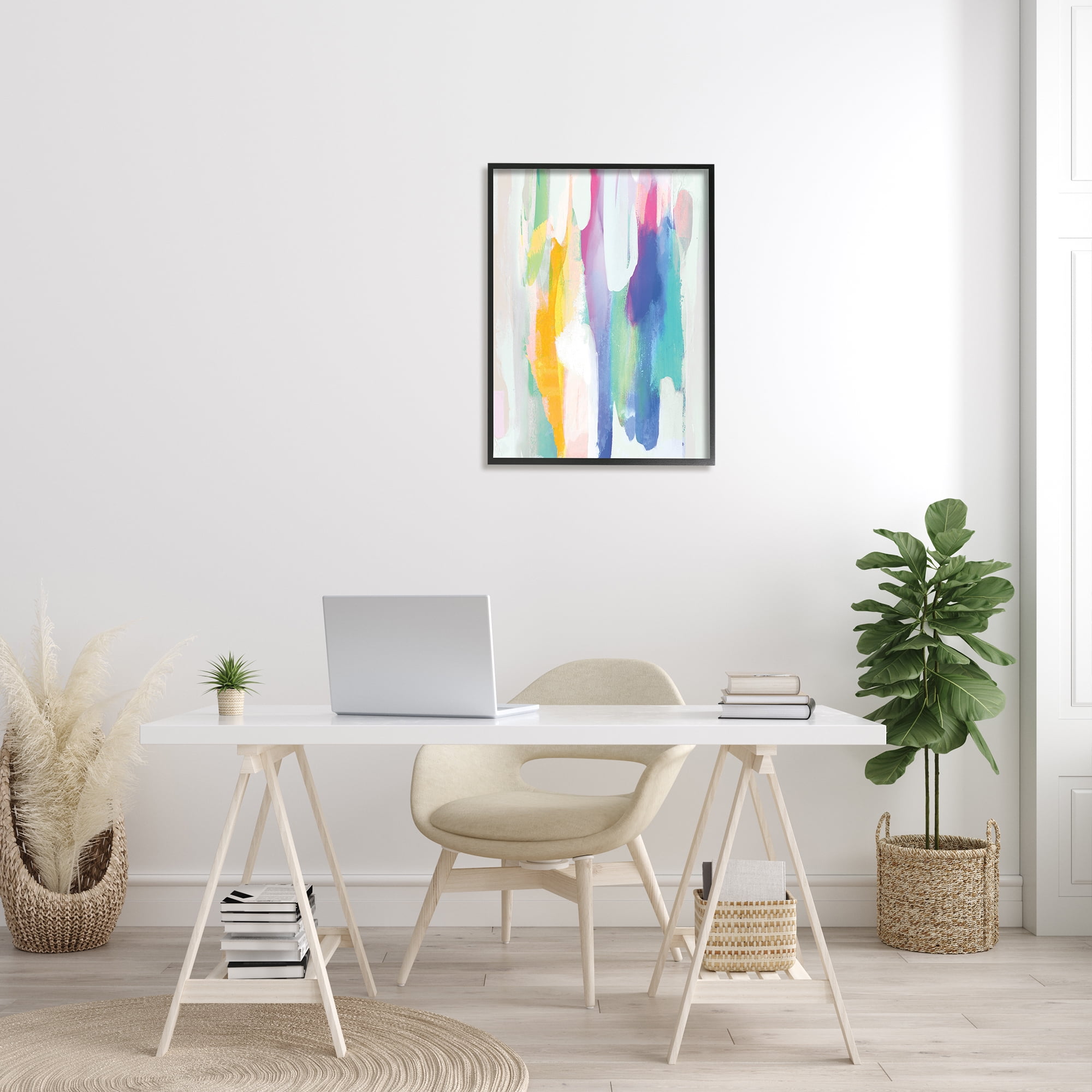 Stupell Industries Alluring Rainbow Tones Abstract Layered Shapes Global Painting Black Framed Art Print Wall Art, 24 x 30, Design by Jackie Hanson