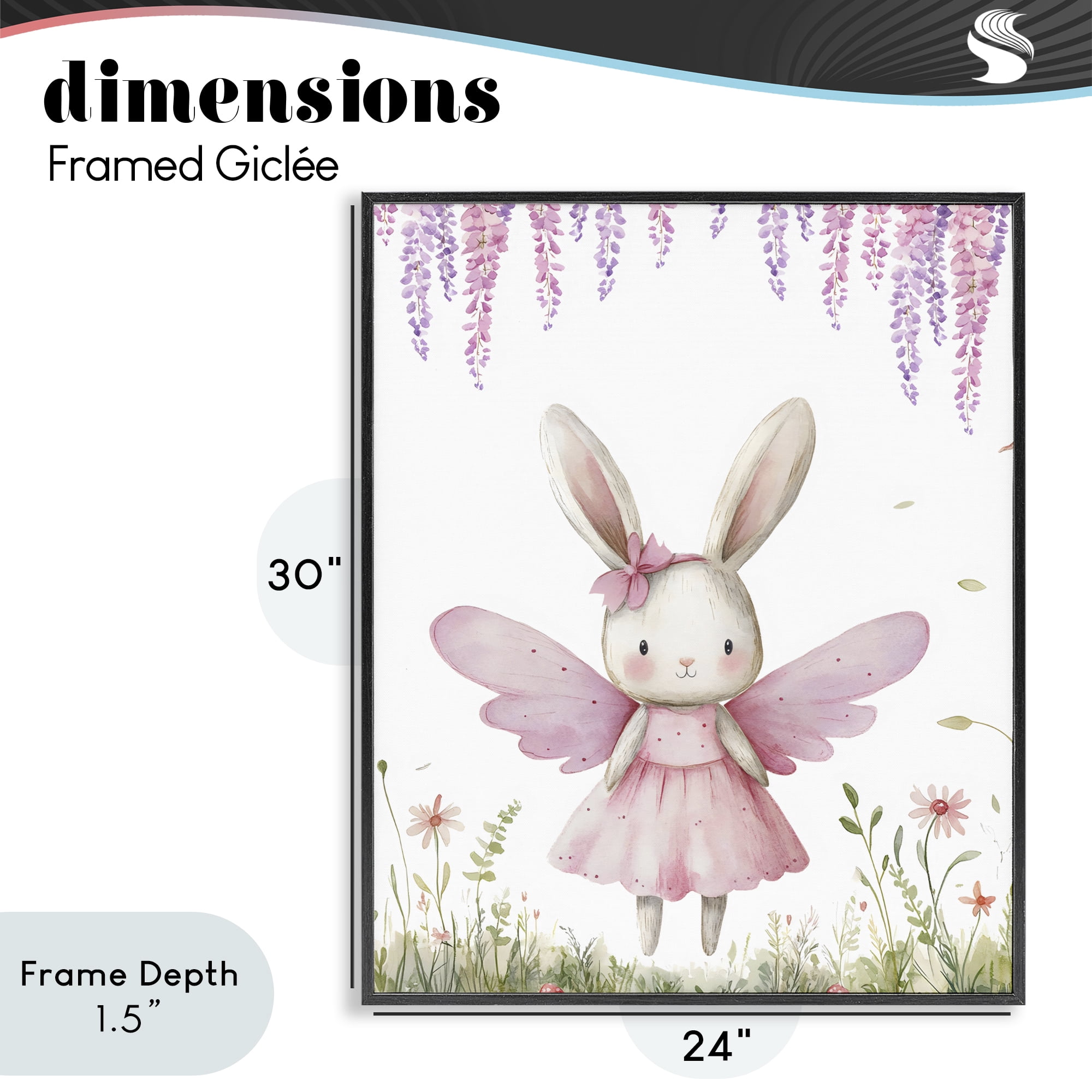 Stupell Industries Woodland Bunny Forest Fairy Black Framed Giclee Art, design by LSR Design Studio