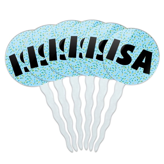 Isa Cupcake Picks Toppers - Set of 6 - Blue Speckles