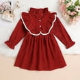 thumbnail image 3 of MEZZALL Toddler Girls Long Sleeve Dresses Bowknot Ruffles Princess Dress Clothes Trendy Sundress, Red, 2-3 Years, 3 of 7