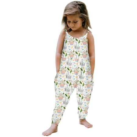 

rinsvye Toddler Girls Kids Baby Jumpsuit 1 Piece Floral Cartoon Easter Bunny Playsuit Strap Romper Summer Outfits Clothes Baby Girl Chicken Romper Toddler Romper Baptism Outfits for Girls Dinosaur Rom