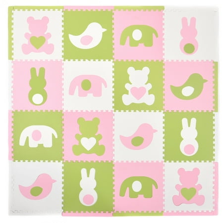 Tadpoles Playmat Set, 16pc, Teddy and Friends, Pink/Green