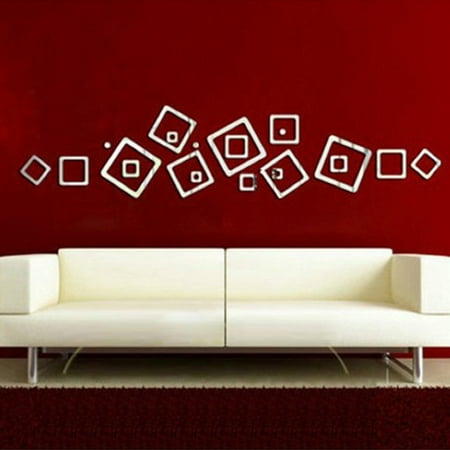 21pcs Set Square Combination Mirror Sticker Acrylic Diy Combination Mirror Sticker Acrylic Diy