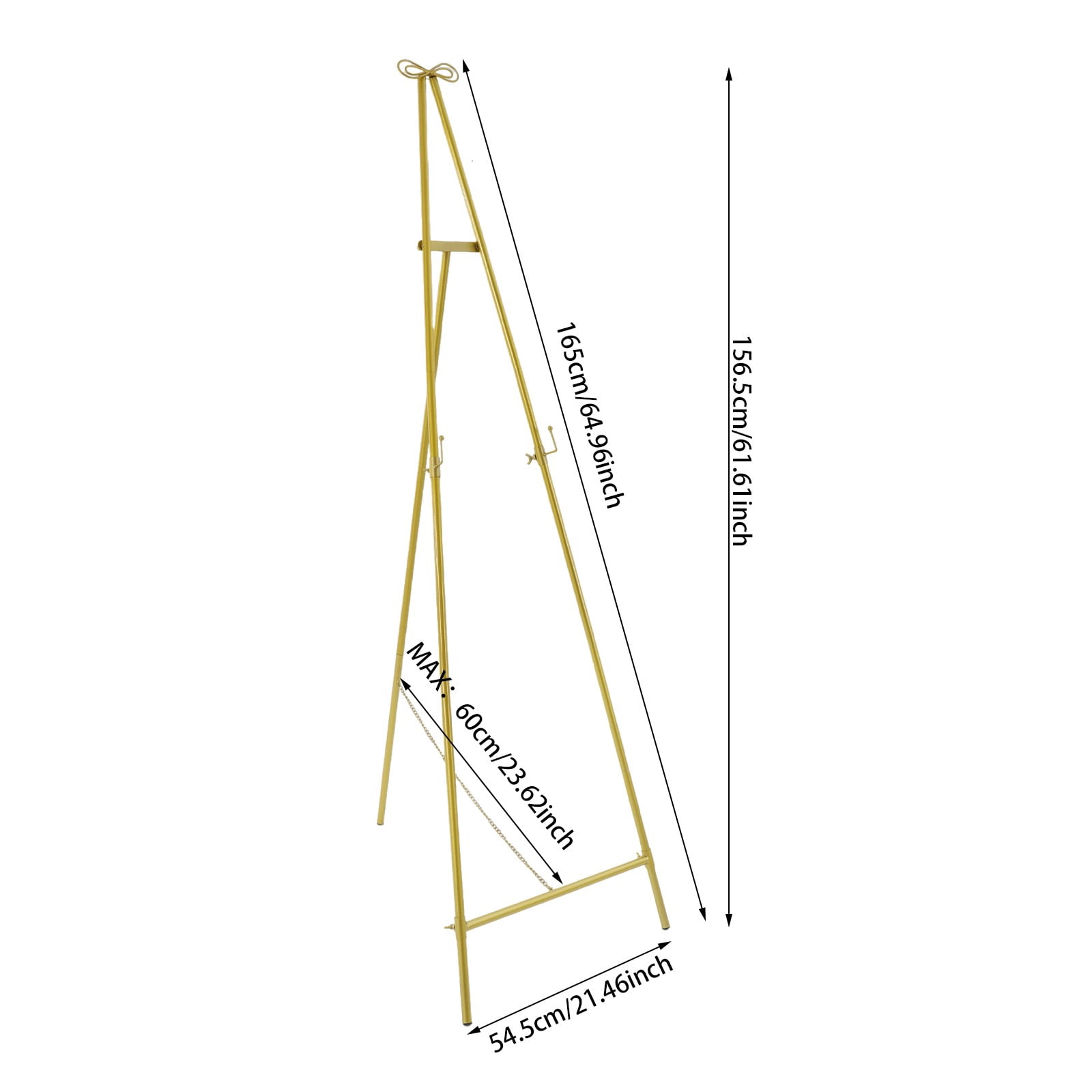 1 PCS  54. 5*156. 5cm/21. 46*61. 61in Display Easel Stand, 5kg/11. 02lbs Load-bearing Capacity, Floor Standing Easel, Display Stand for Wedding(Gold)
