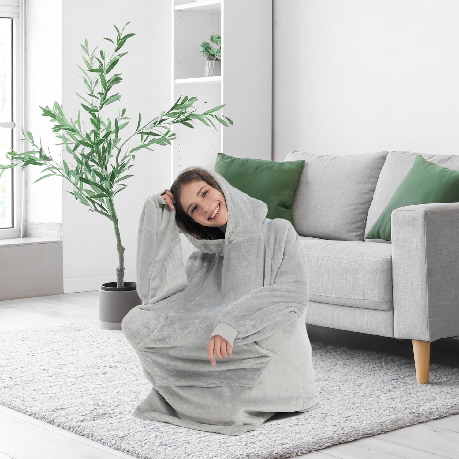 Sweat à capuche portable Marina Decoration avec manches et poche géante, couverture à capuchon surdimensionnée en peluche confortable pour adultes