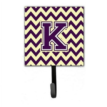 Letter K Chevron Purple & Gold Leash or Key Holder, 6 x 1.25 x 4.25 in.