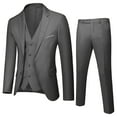 thumbnail image 2 of Blazer Suits For Boy Double Suit 3 Piece Suit Set, Two Button Solid Slim Fit Jacket Vest & Pants, Suits For Boys Wedding Party Dress Suits Back To_School Outfits Gifts #02 Dark Gray,13-14Y, 2 of 3