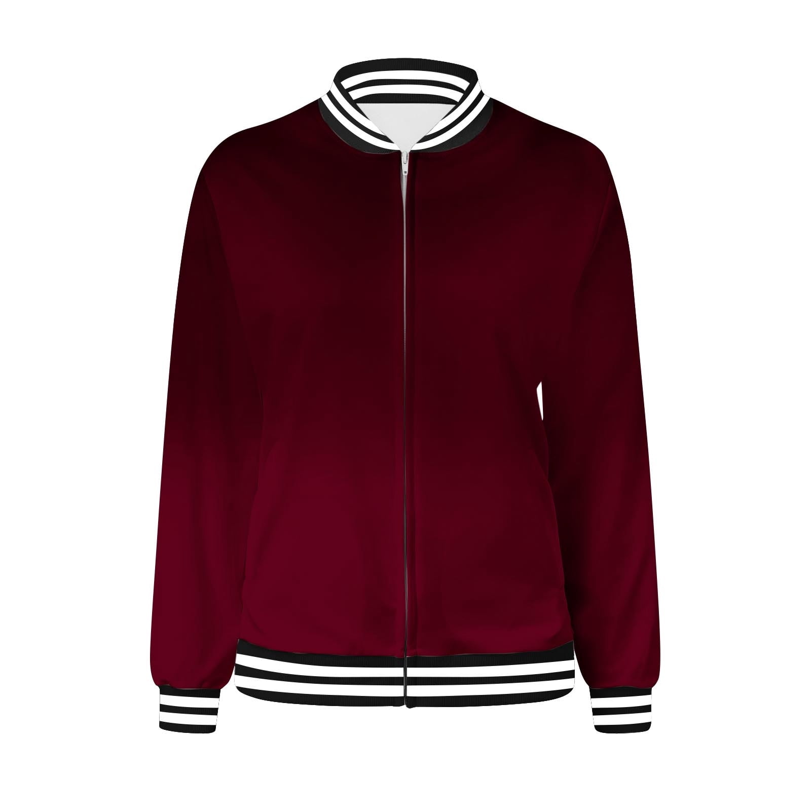 IROINNID Women Casual Long Sleeve Lapel Coat Fashion Zip Up Jacket Outerwear Fall Winter Warm Solid Color Round Neck Regular Length Tops(Red#1,XL)
